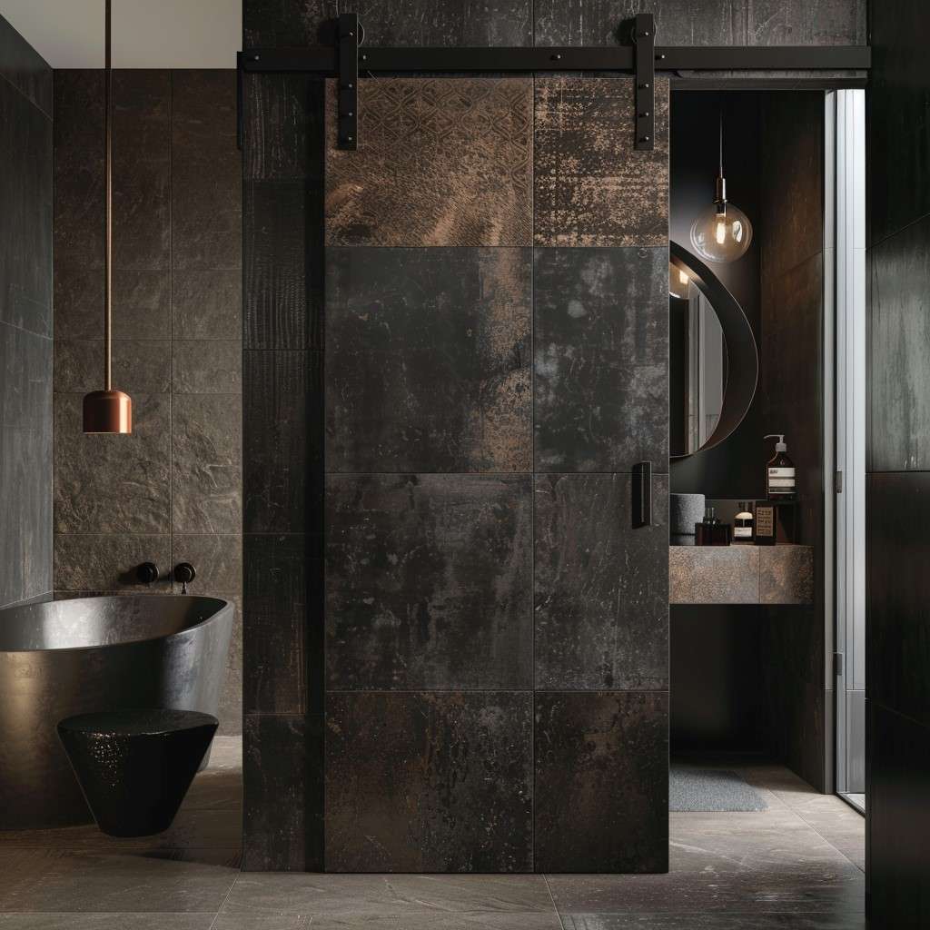 Brutalist Design Sliding Door for Toilet