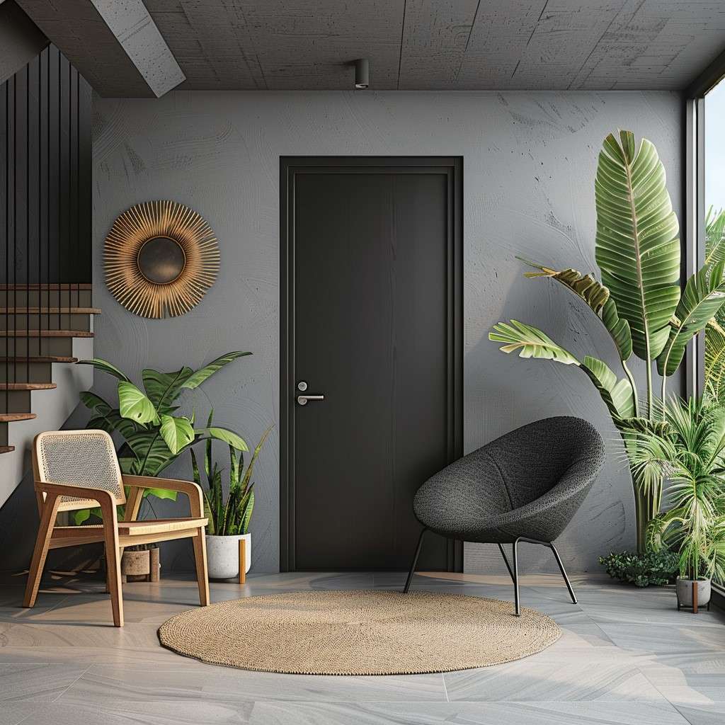 Brutalist Metallic Black Door Colour Paint Design