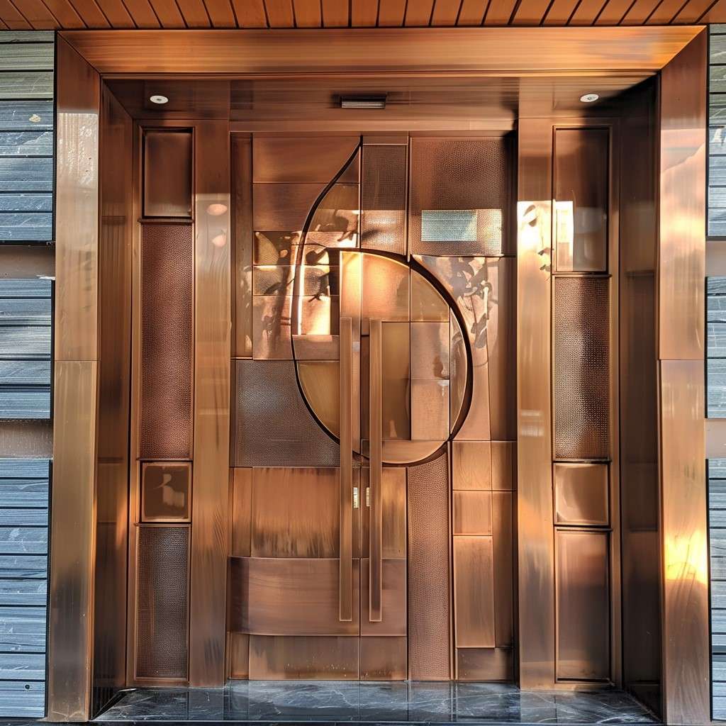 Copper Themed Main Door Design