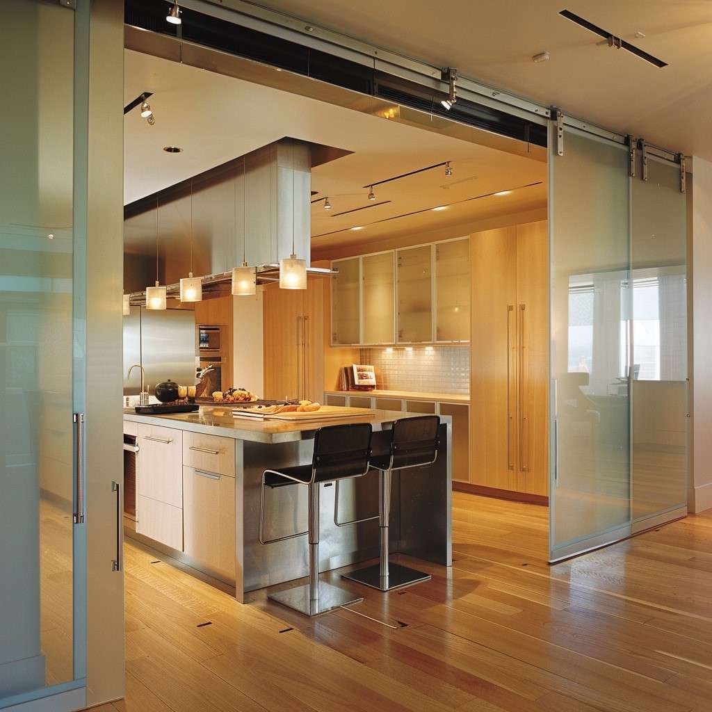 Disappearing Sliding Door Design for Kitchen