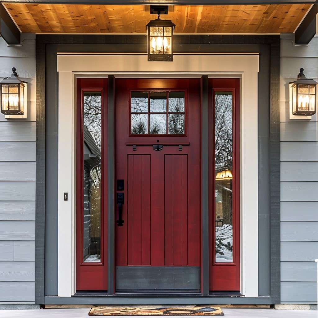 Eye Catching Red Door Paint Design