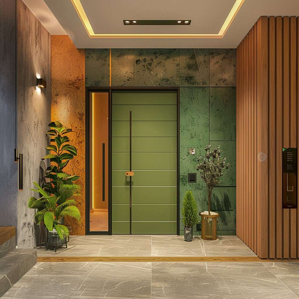 Green Colour Main Door Design