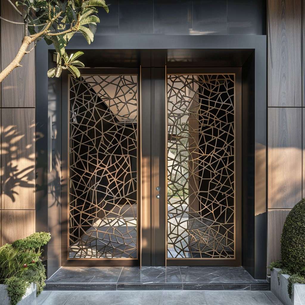 Grill Pattern Main Entrance Door Design