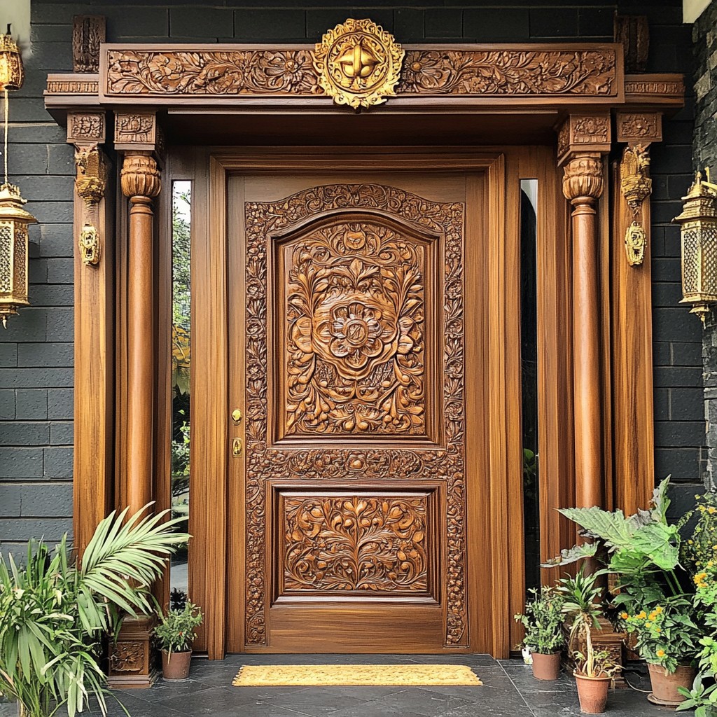 Intricately Carved Indian Main Door Design