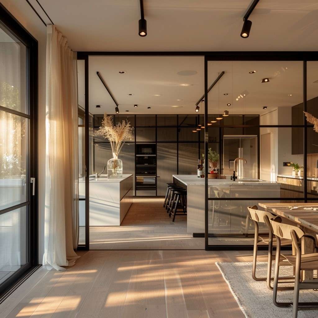 Kitchen Sliding Door Design that Extends To The Ceiling