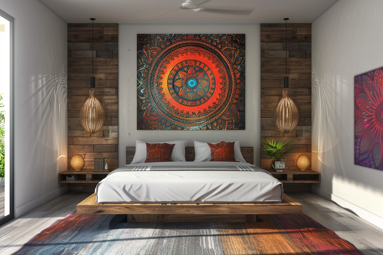 Mandala & Abstract Art- Bedroom Interior Design Inspiration in low budget