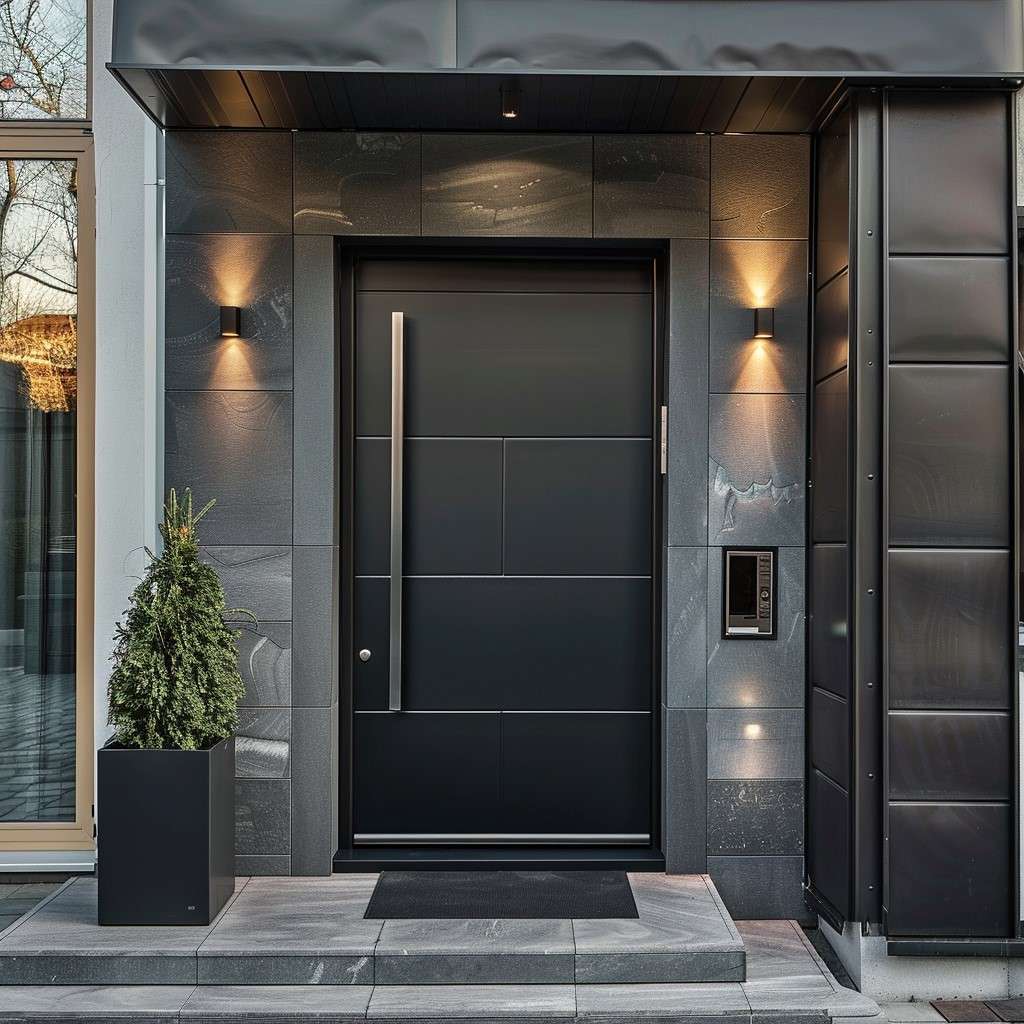 Matte Black Front Door Design