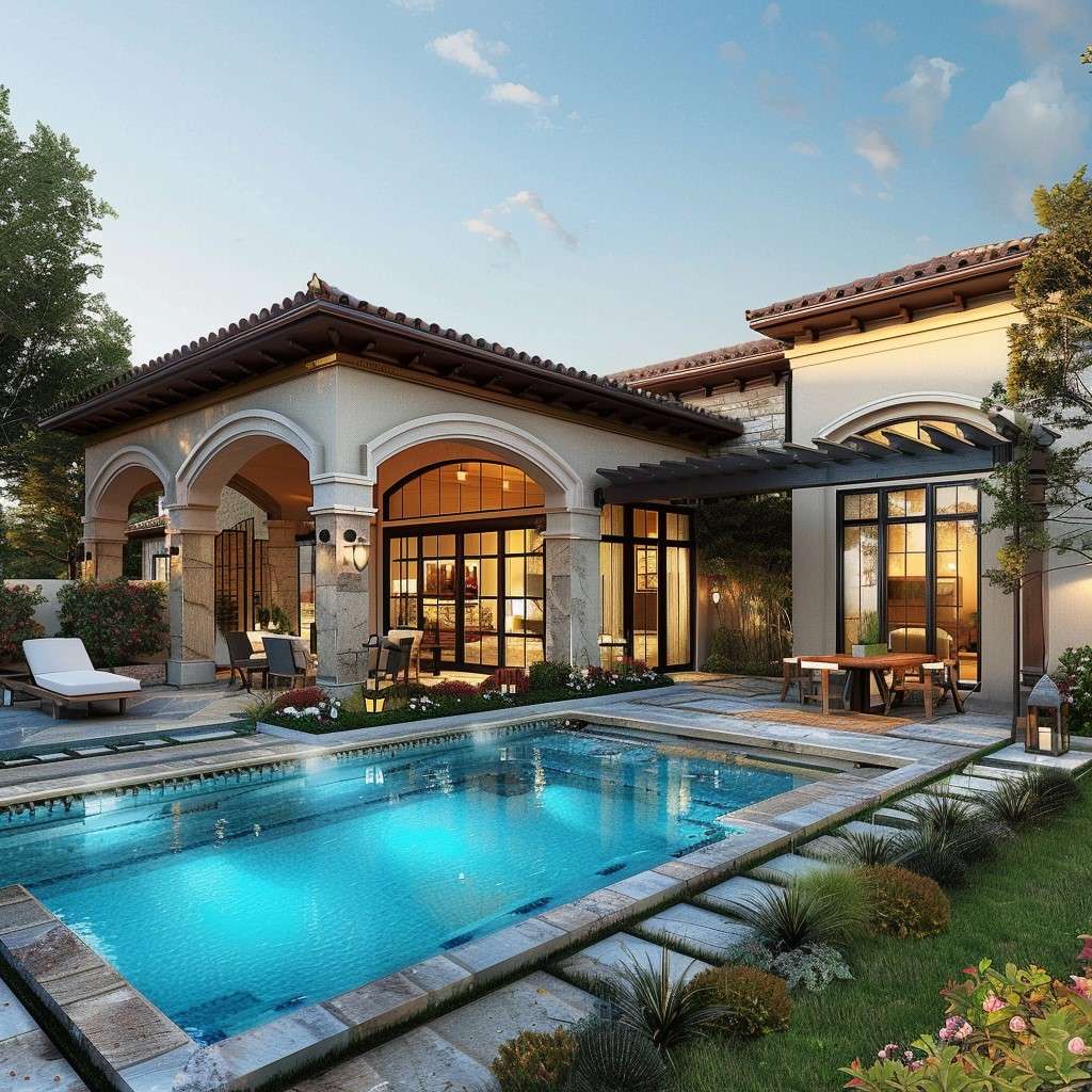 Mediterranean-Themed Bungalow Style House Design