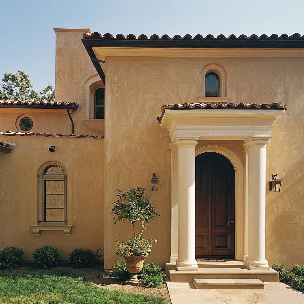 Mediterranian-themed Stucco Front Wall Design