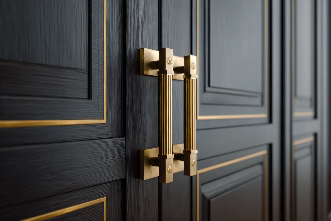 Metallic Accent Main Door Design