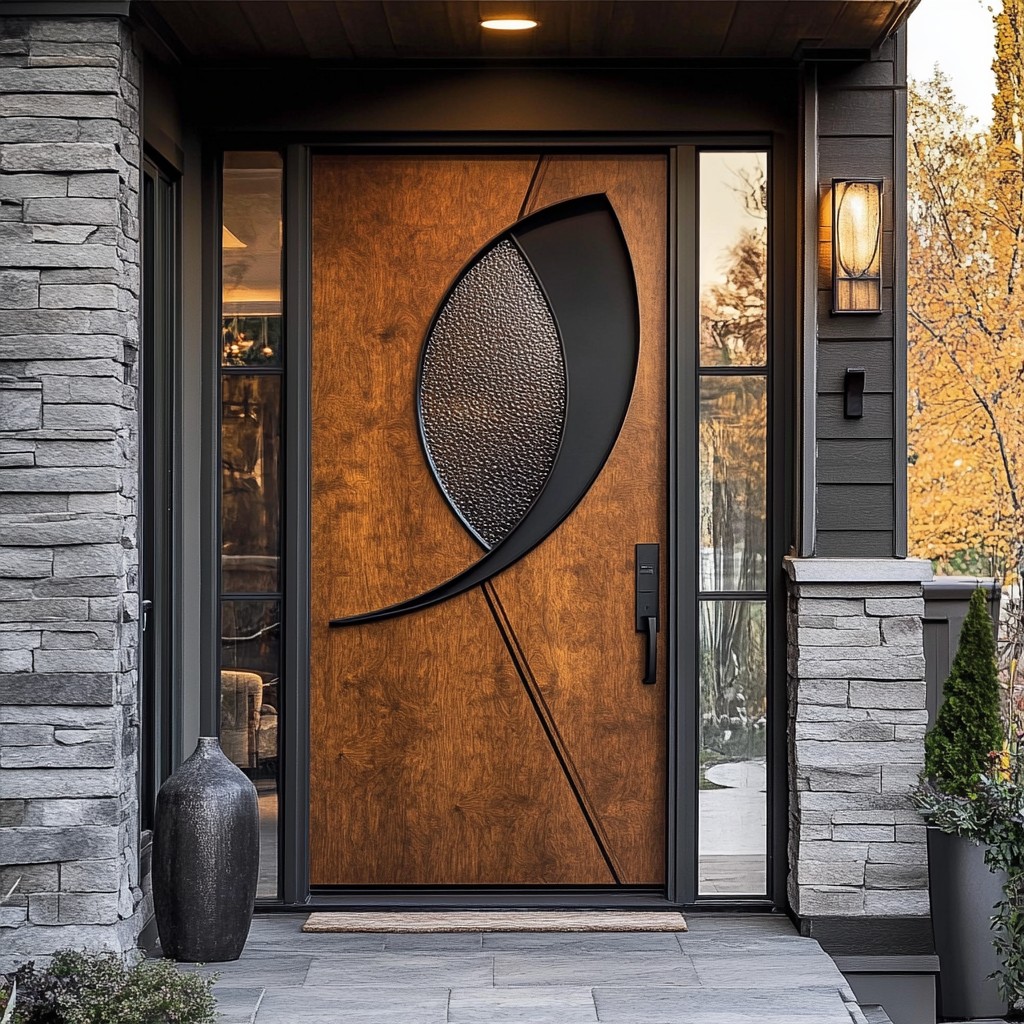 Modern Front Door Design with Asymmetrical Cutouts