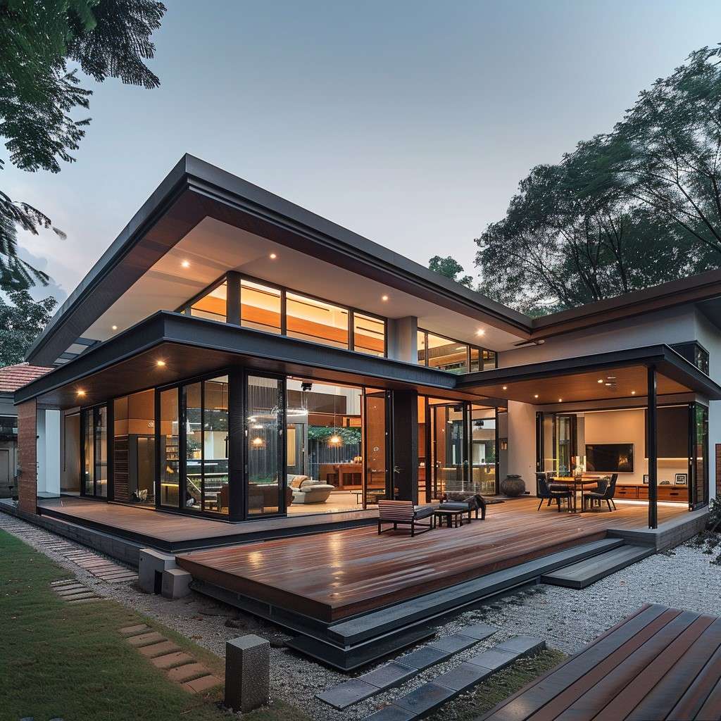 Modern L-Shaped Bungalow Design