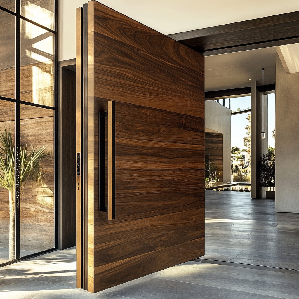 Modern Pivot Door with Bold Finish