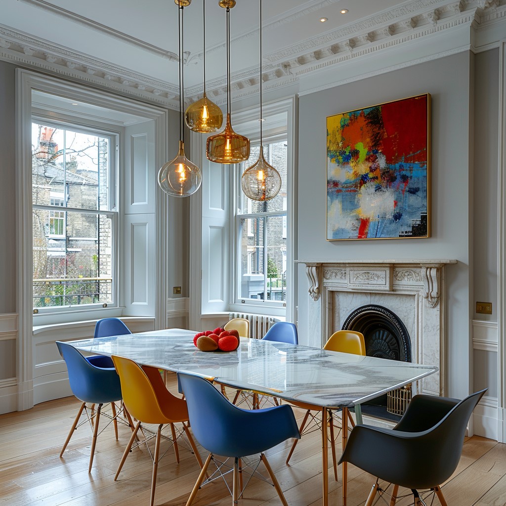 Multi-Pastel Coloured Shade Dining Area