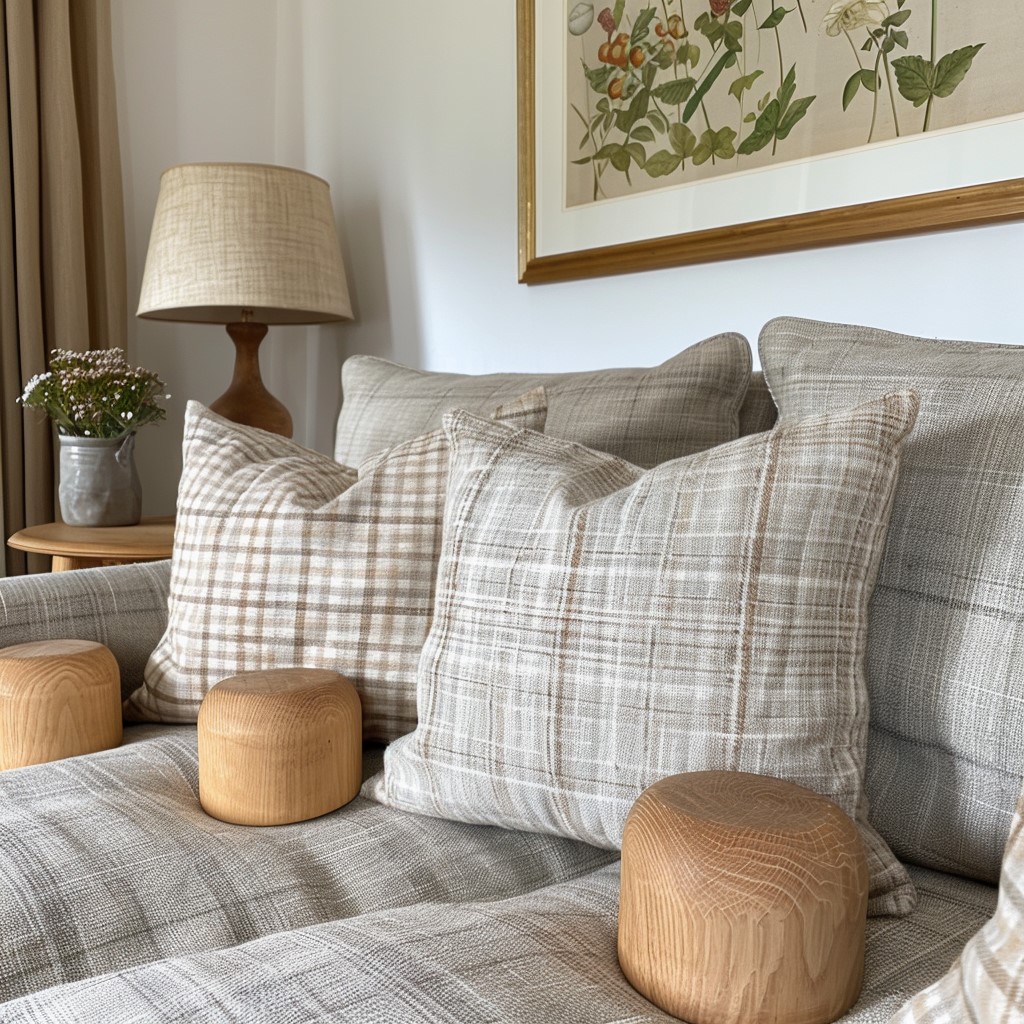 Pastel Grey Colour Sofa with Mint Green Colour Cushions