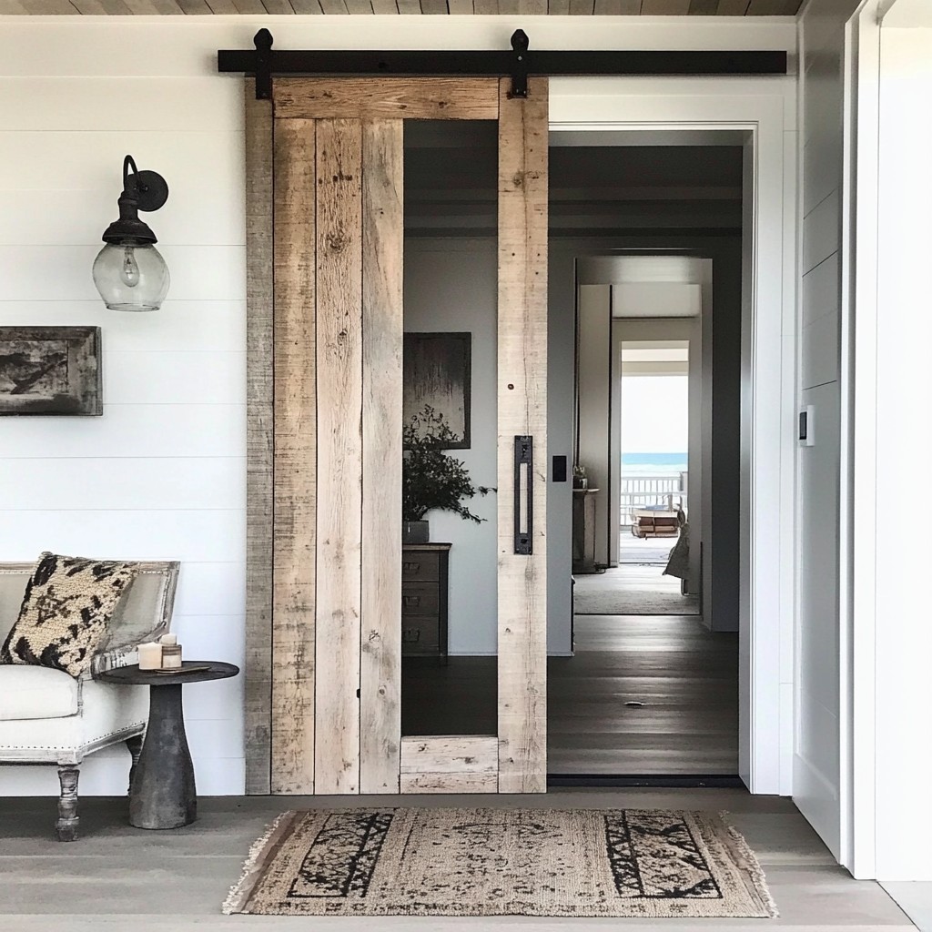 Rustic Barn-Style Sliding Door Design for House Entrance