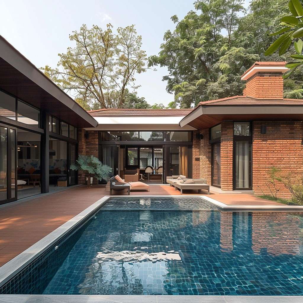 Simple Brick-Themed Bungalow Design