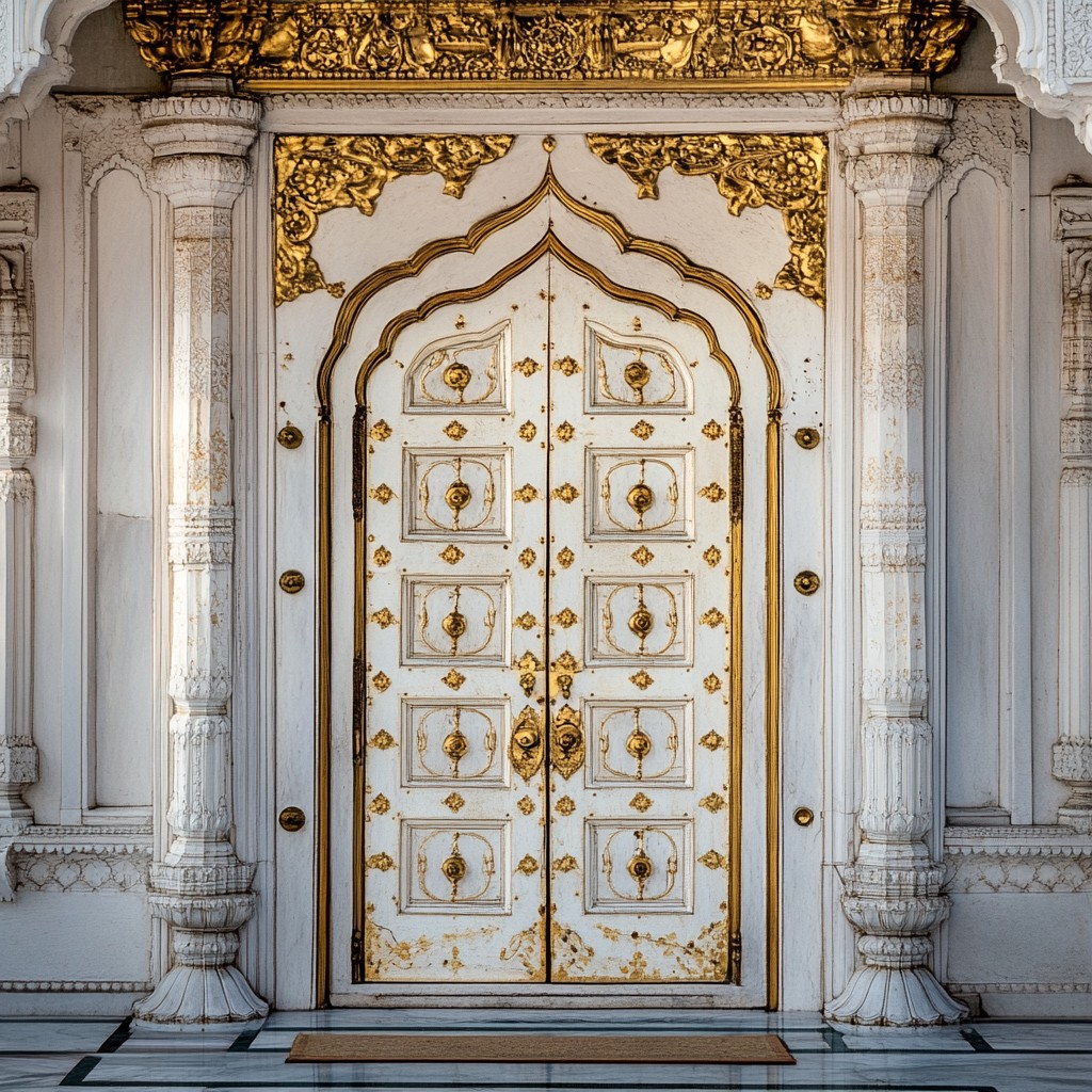 Simple White and Gold Main Door Design for a Luxe Look