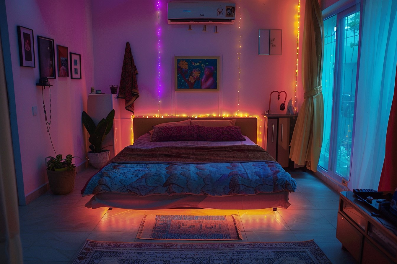 Tinted Lights- Low Budget Bedroom Design Ideas