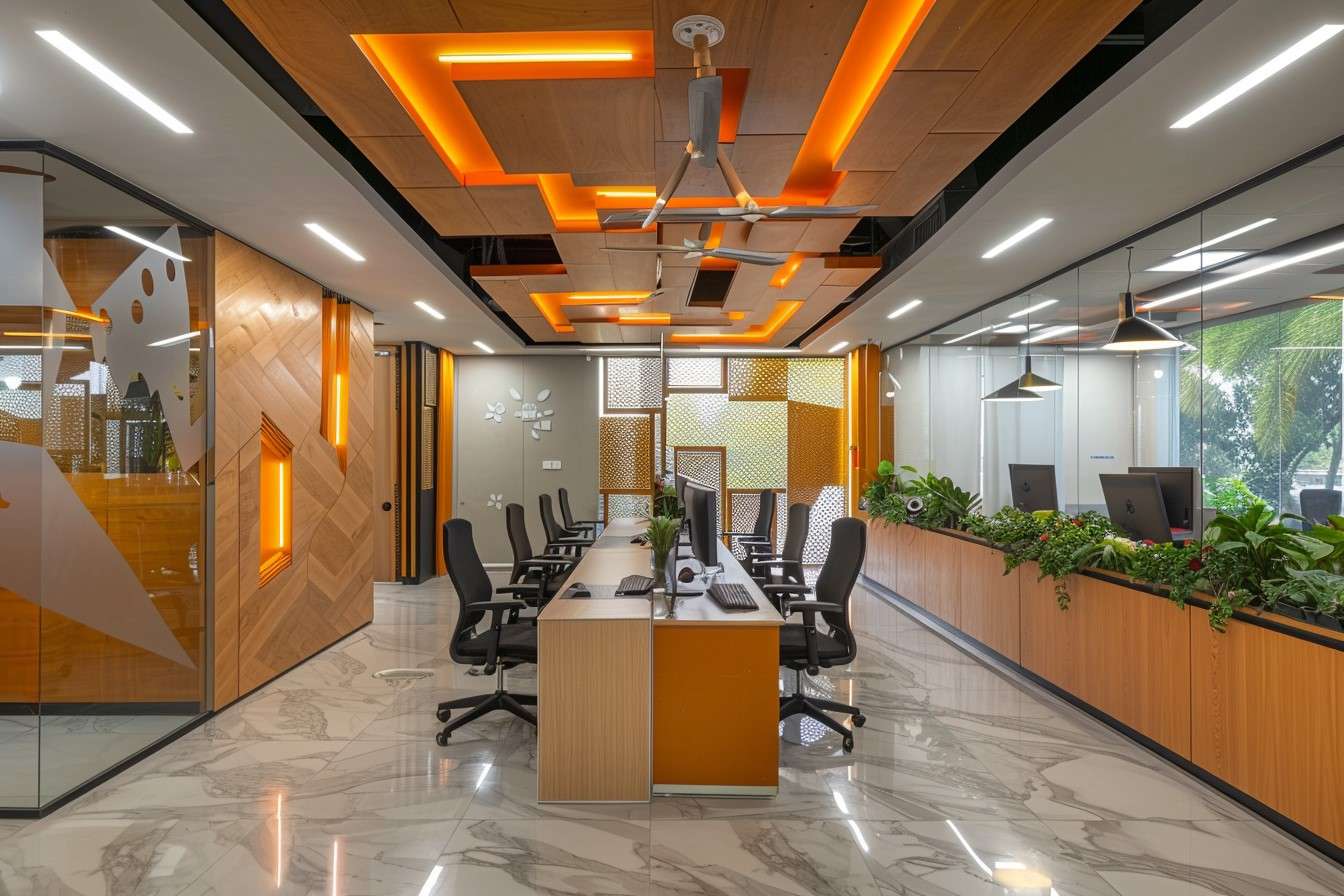 Wooden False Ceiling Design for Office Cabins