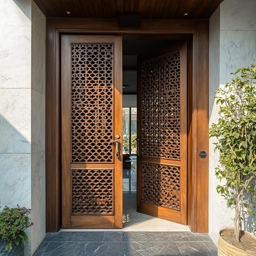 Wooden Main Door with Jali Work