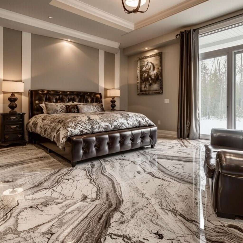 Alaska White Granite Flooring Design for Bedroom