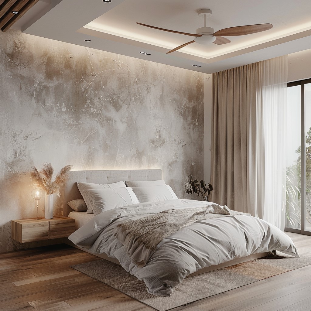 Ash and White Colour Combination For Bedroom