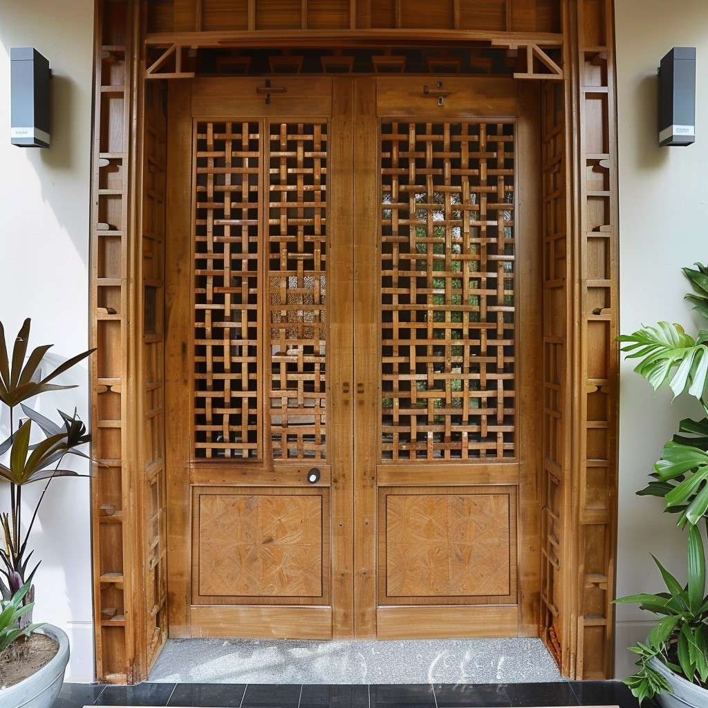 Bamboo Jali Main Door Design 