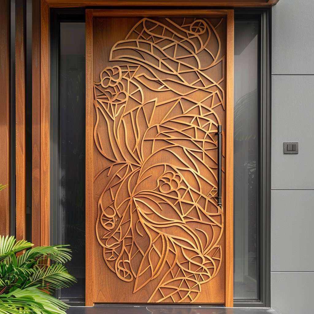 Carved Ply Board Door Design for Home