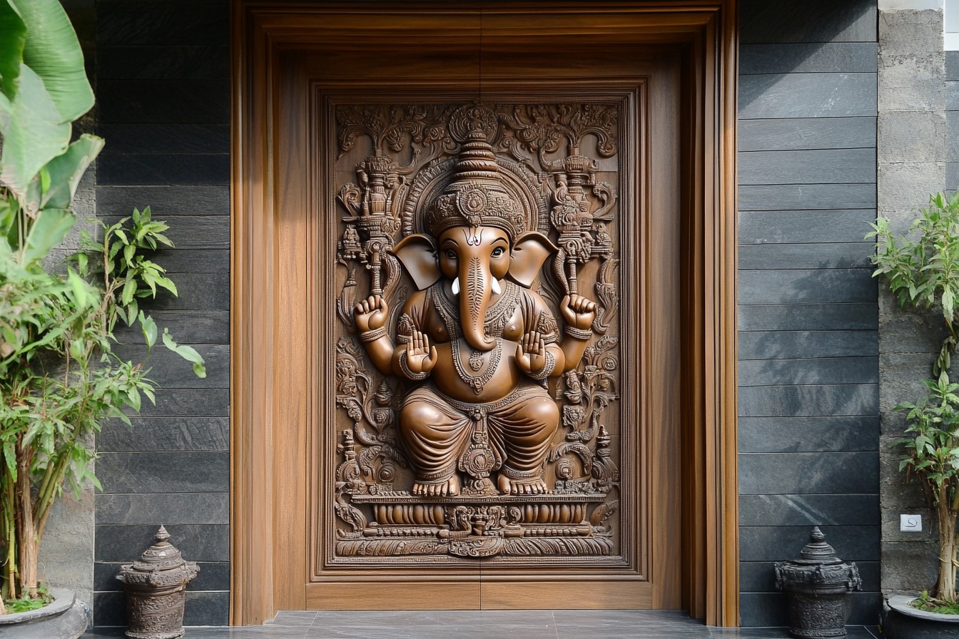 Carving Main Door Design with Ganesh