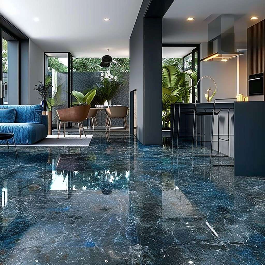 Crystal Blue Granite Flooring Design