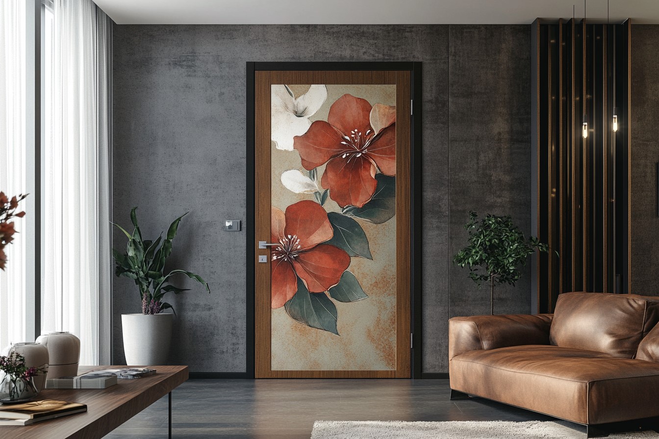 Door Floral Lamination Design