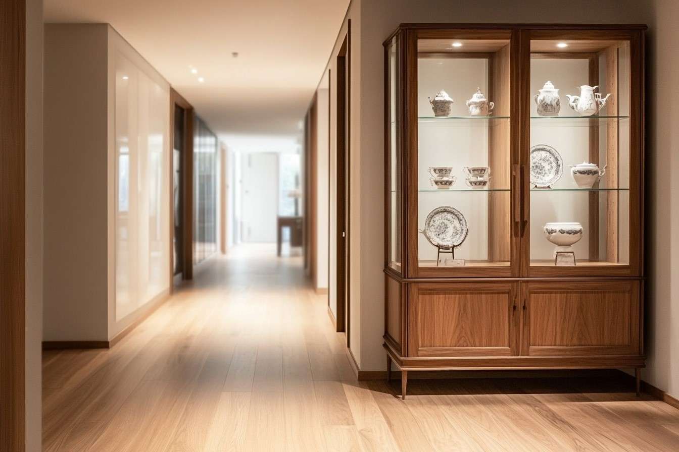 Glass and Wood Cabinet Model for Hall