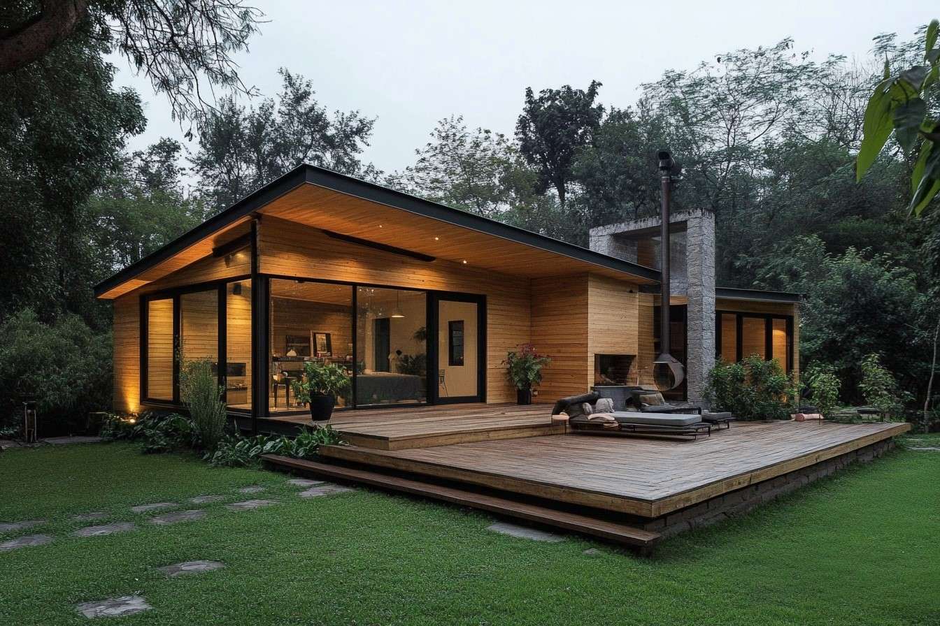 L-Shaped Modern Wooden House Design