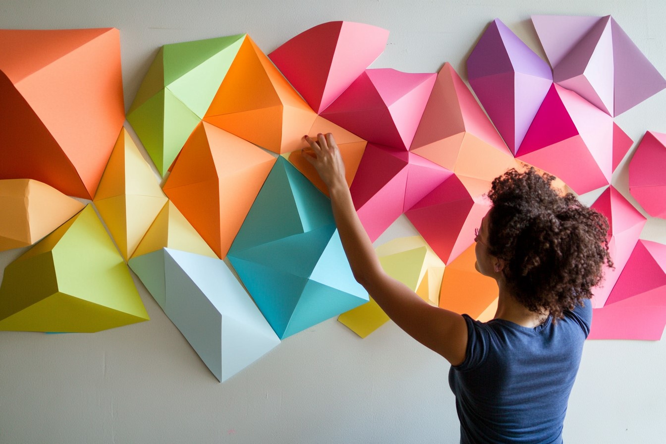 Large-Scale Geometric Art- Beautiful Wall Hanging Craft Made with Paper