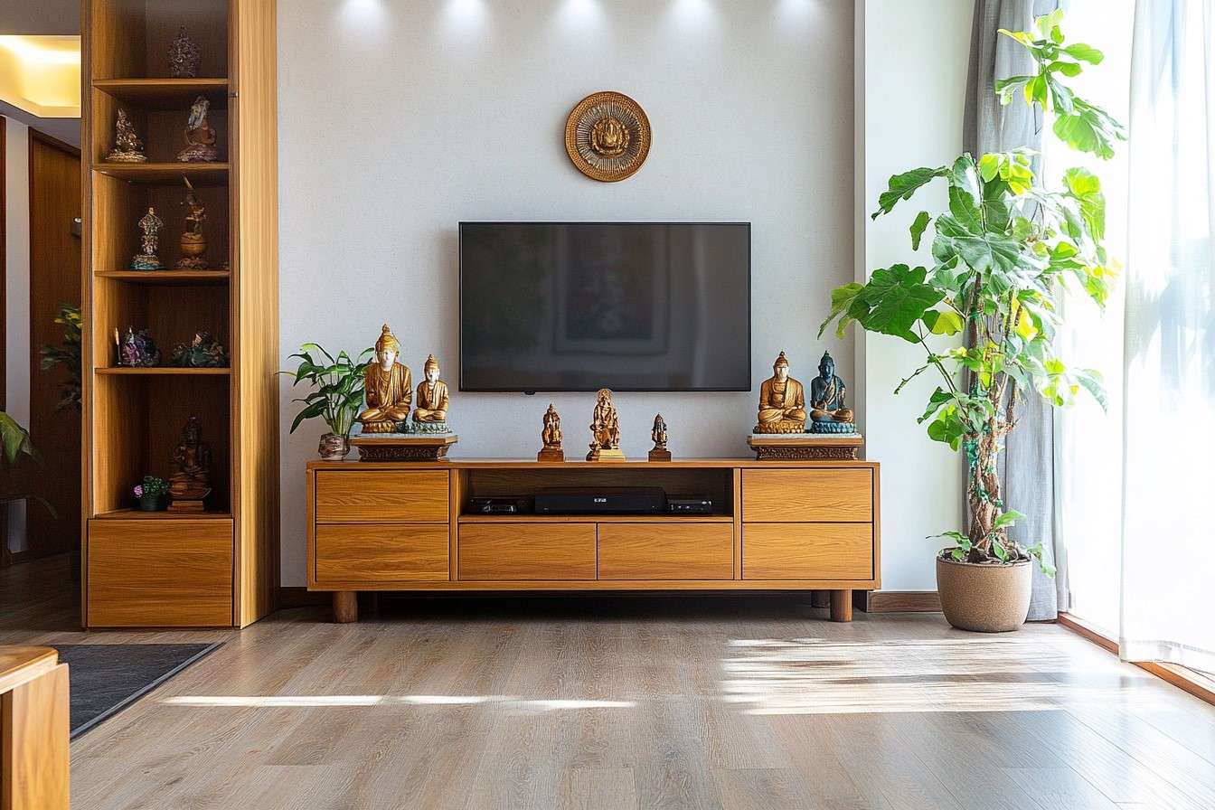 Modern Pooja Shelves for Living Rooms