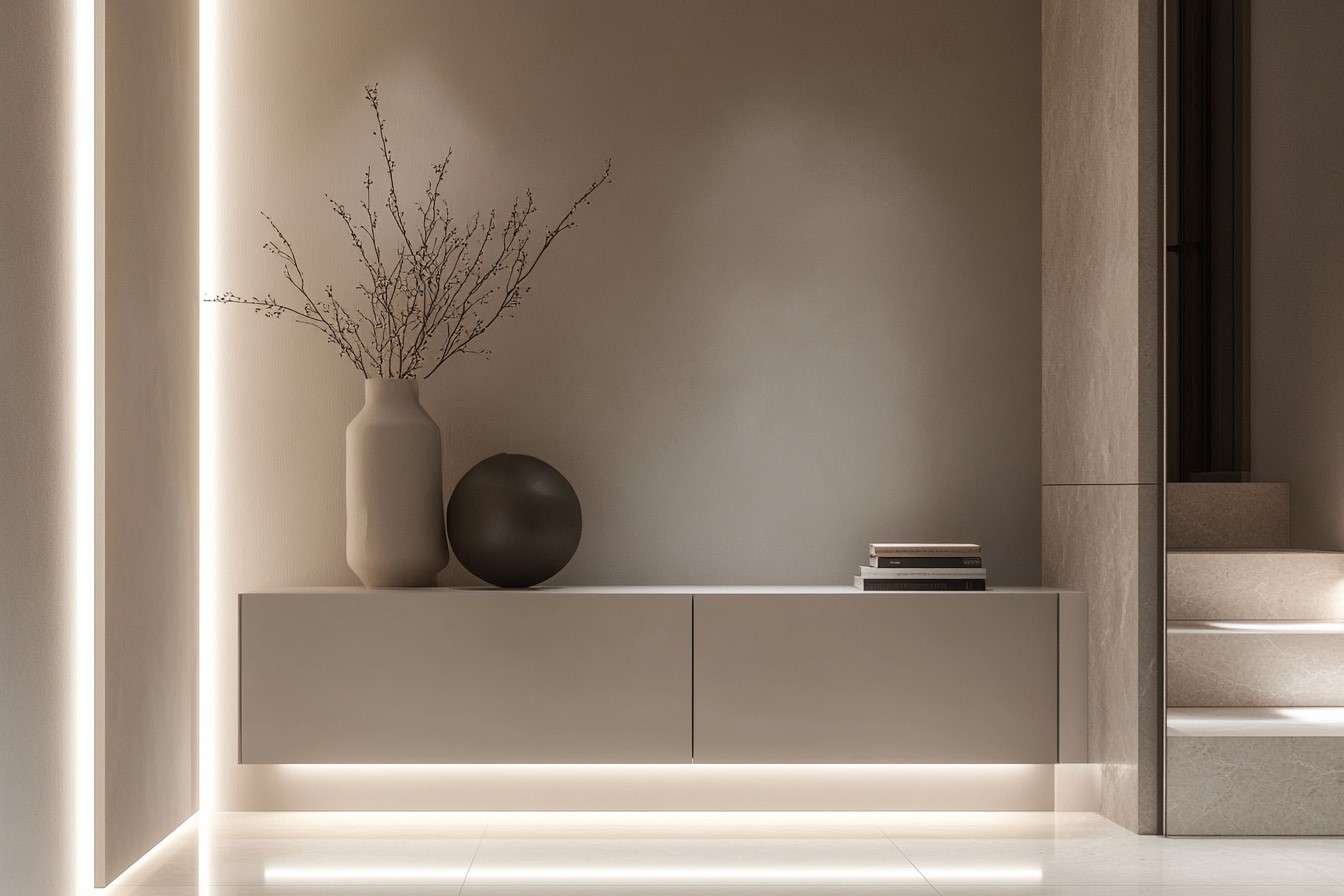 Neutral Tone Cabinet Design for Hall