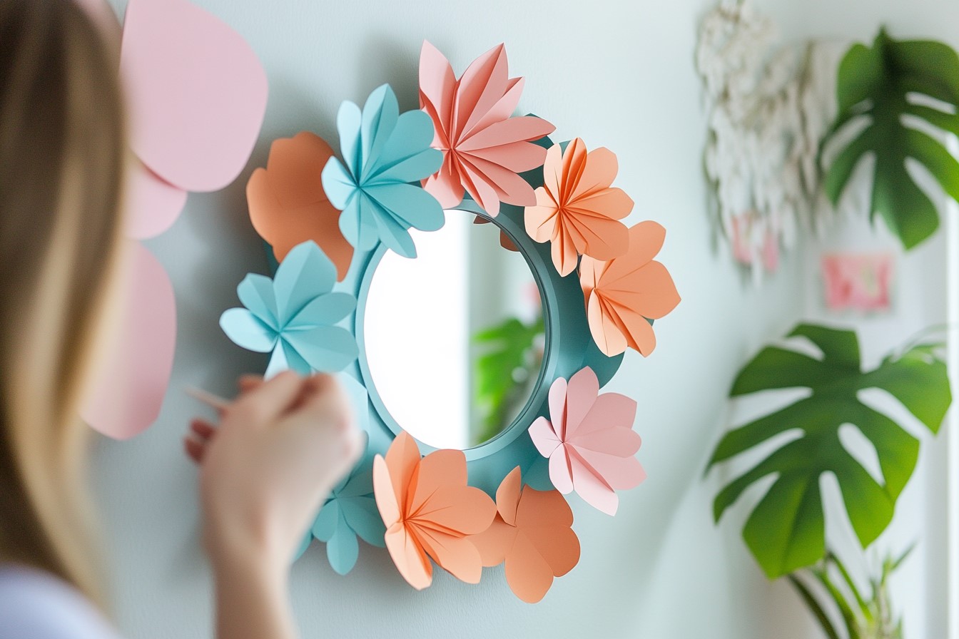 Paper Frame with Mirror- Easy Wall Hanging Craft Ideas