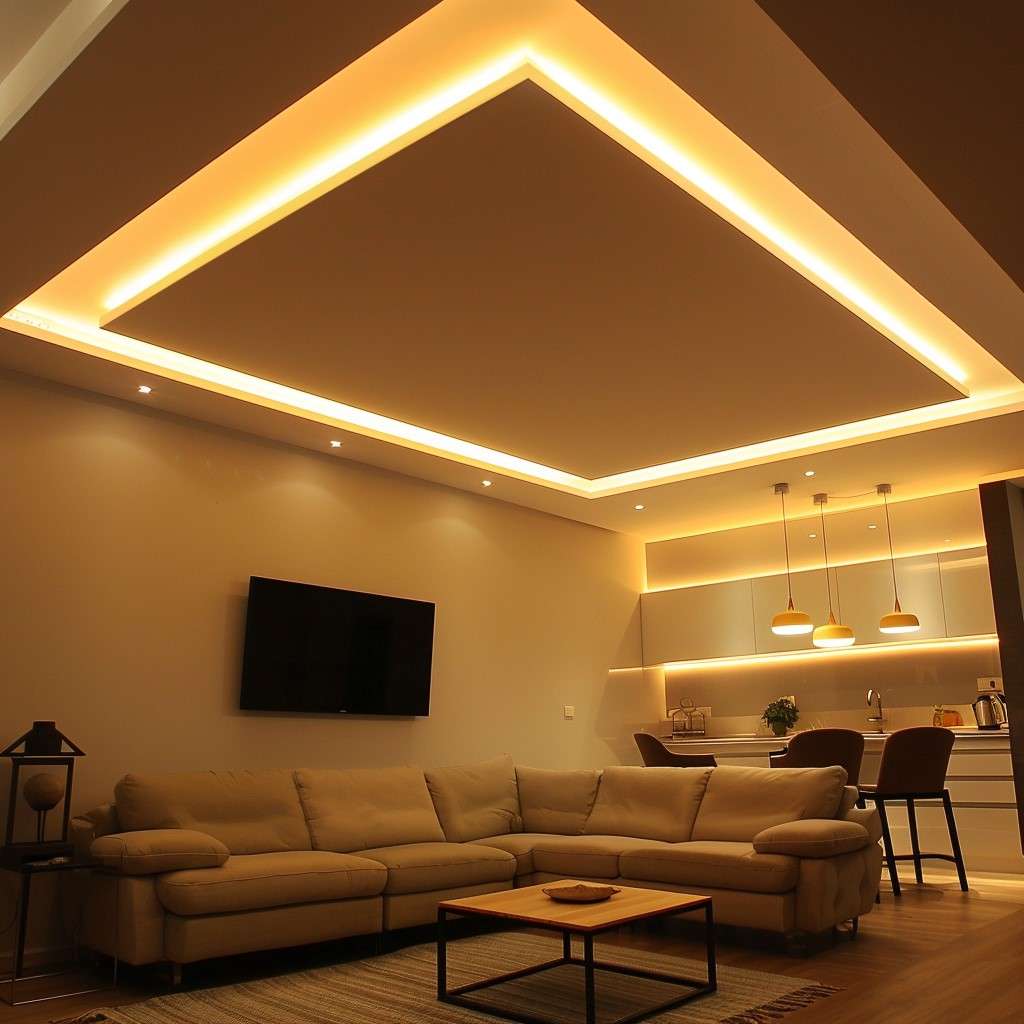 Profile Lights on POP Ceiling Design