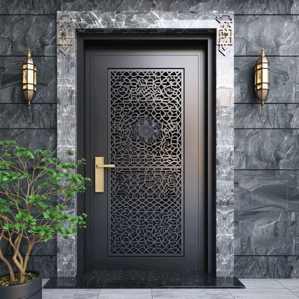 Simple and Modern Steel Jali Main Door Design with Stylish Patterns