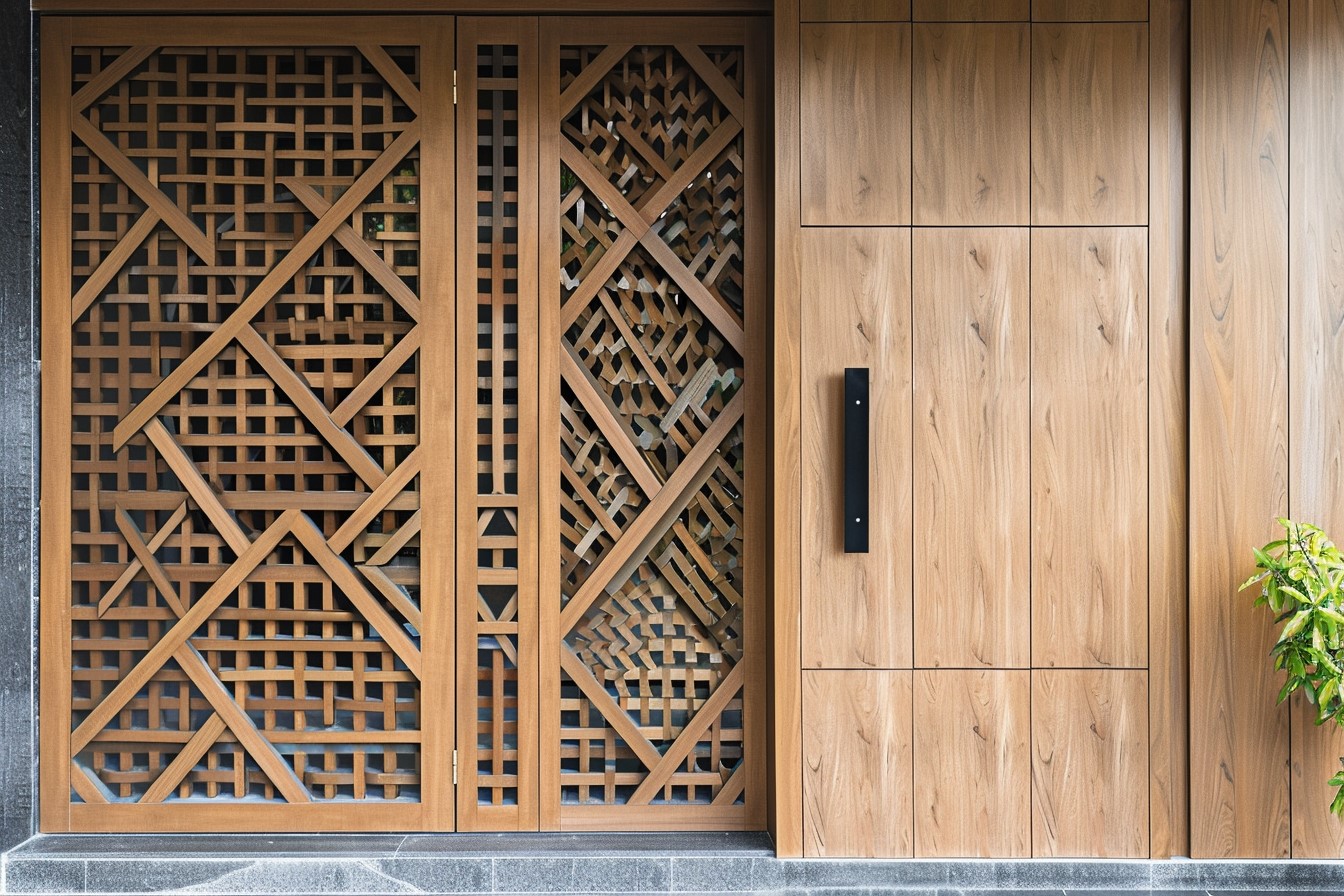 Sunmica Door Design with Criss-Cross Pattern