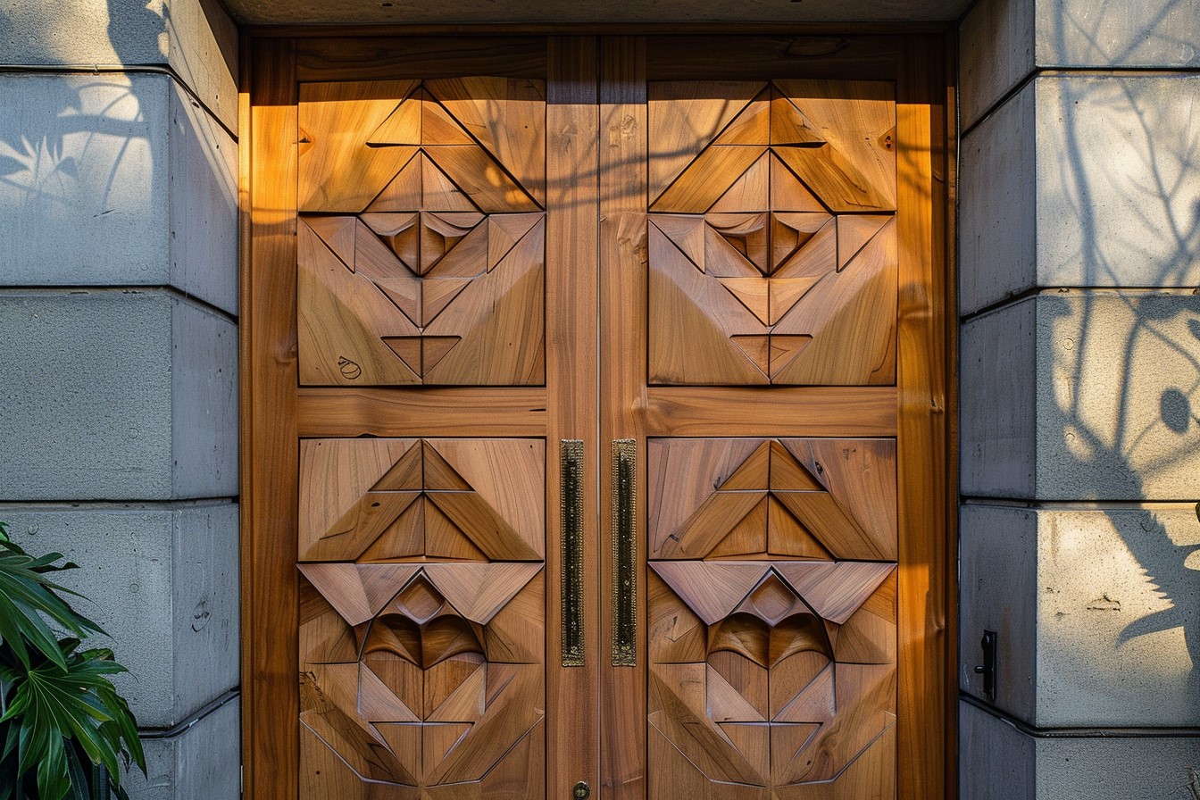 Sunmica Front Door Design with Modern Geometric Pattern