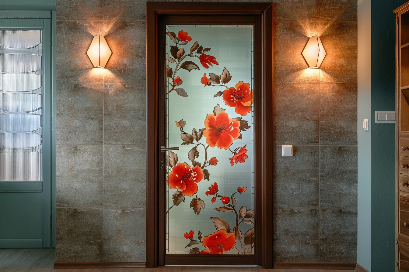 Sunmica Single Door Design with Floral Pattern