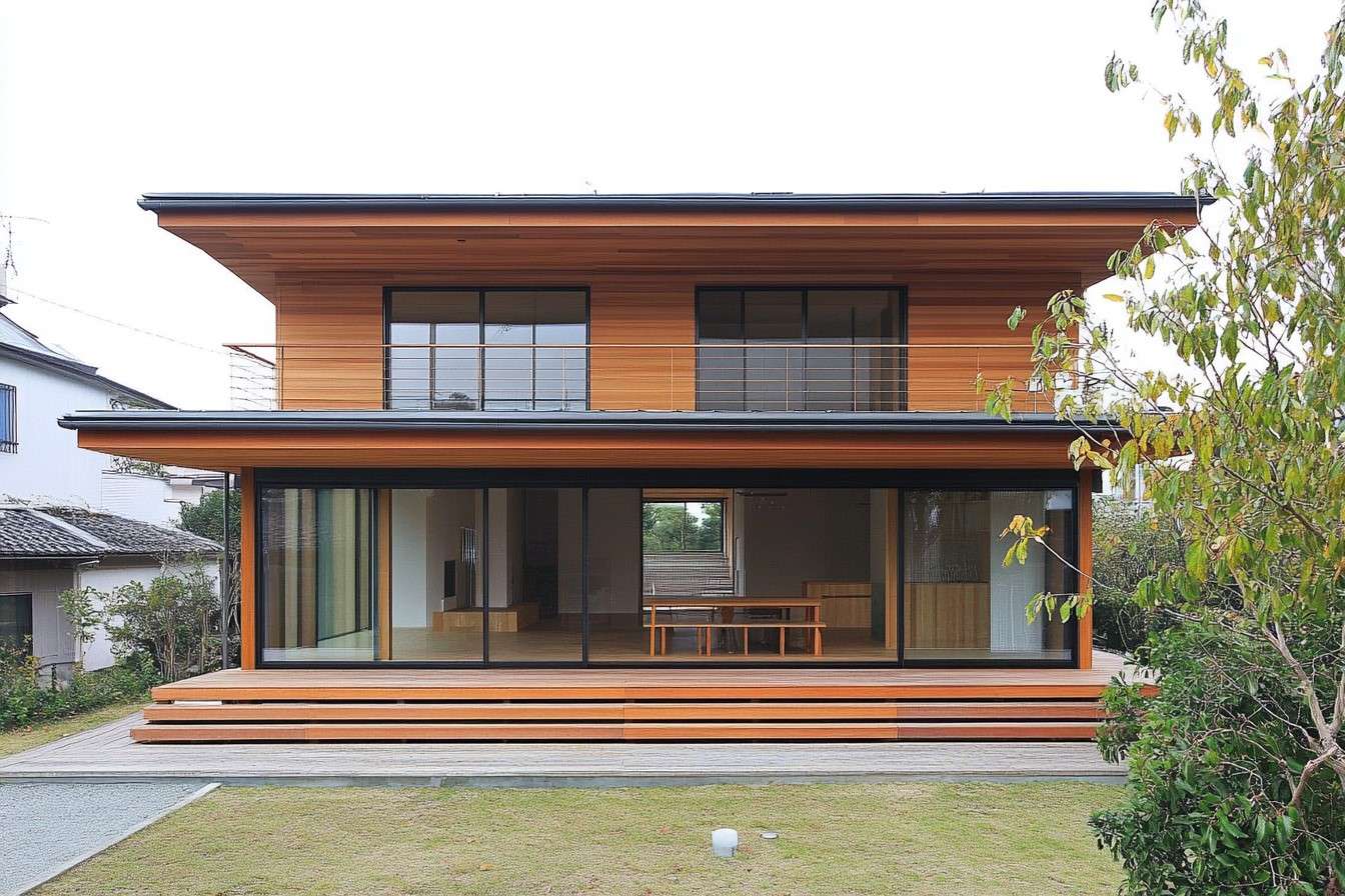 Two-Storey Minimalist House Design with Wood