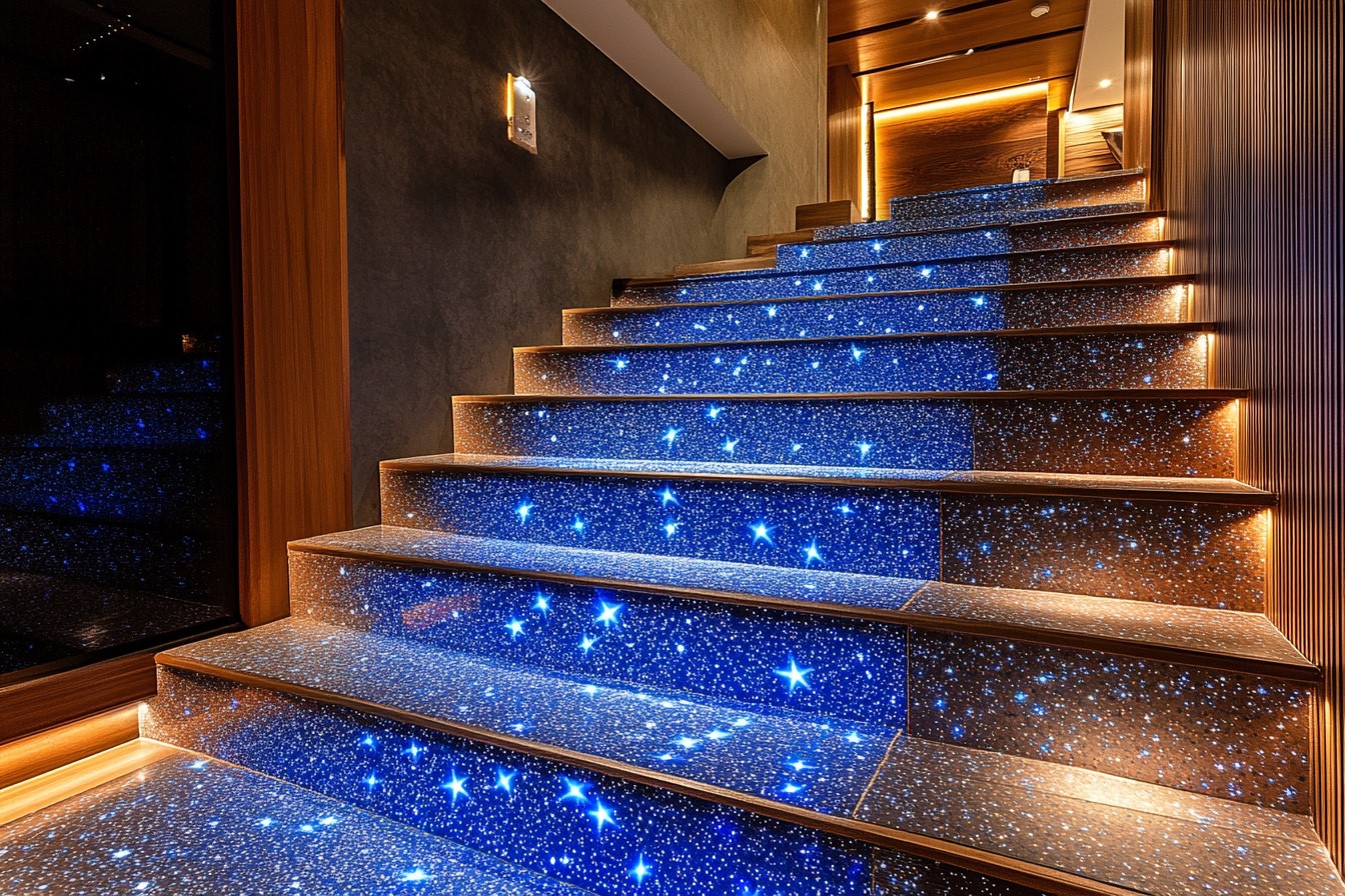 3D Sky Star Pattern Stair Tiles Design