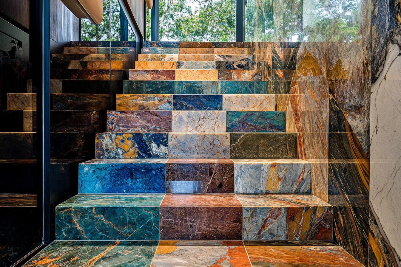 Coloured Marble Step Tiles Design