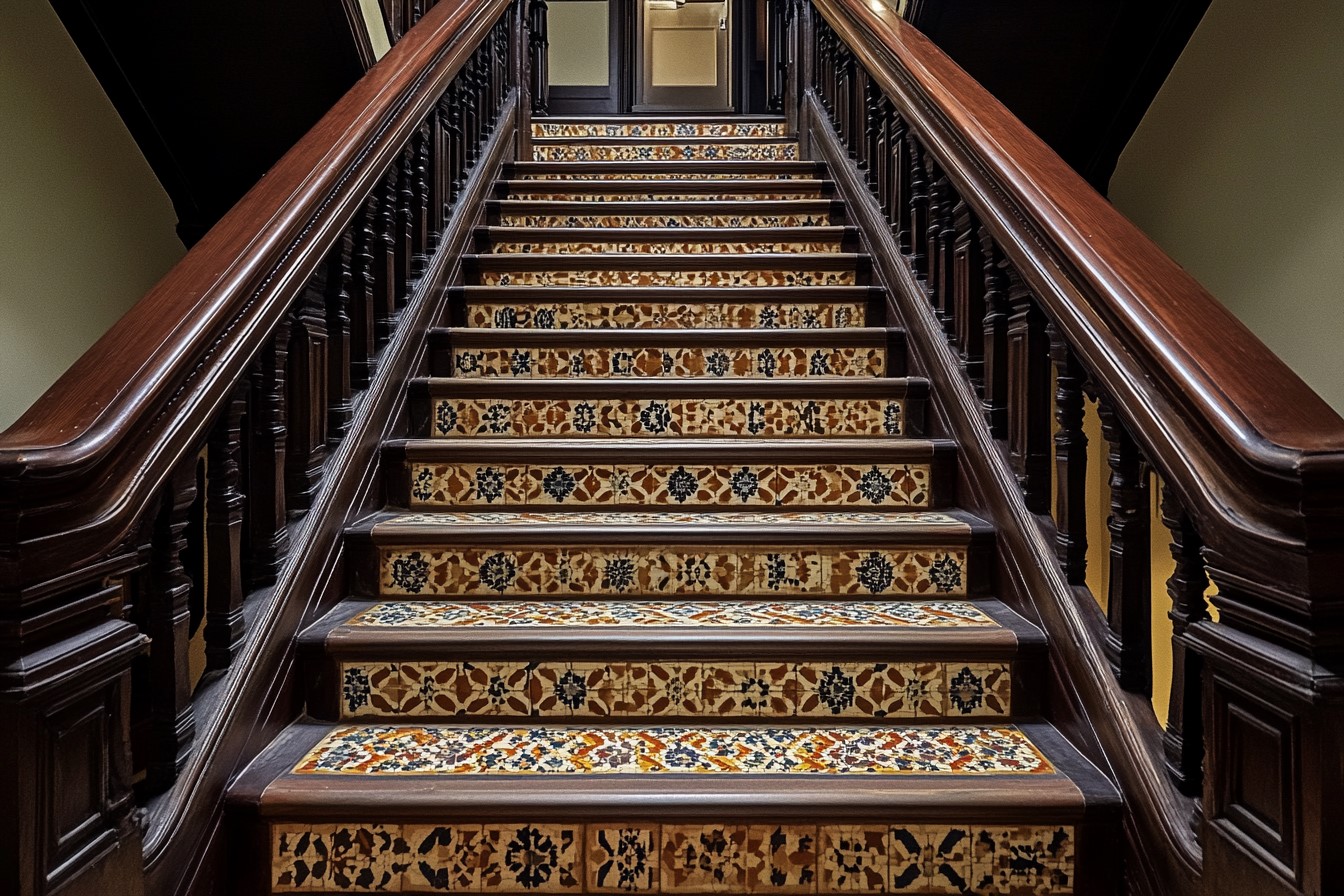 Staircase Tiles Design with Traditional Patterns