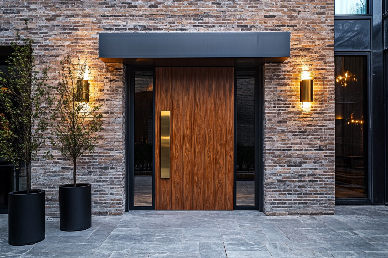 Veneer Main Door Design with Large Handle