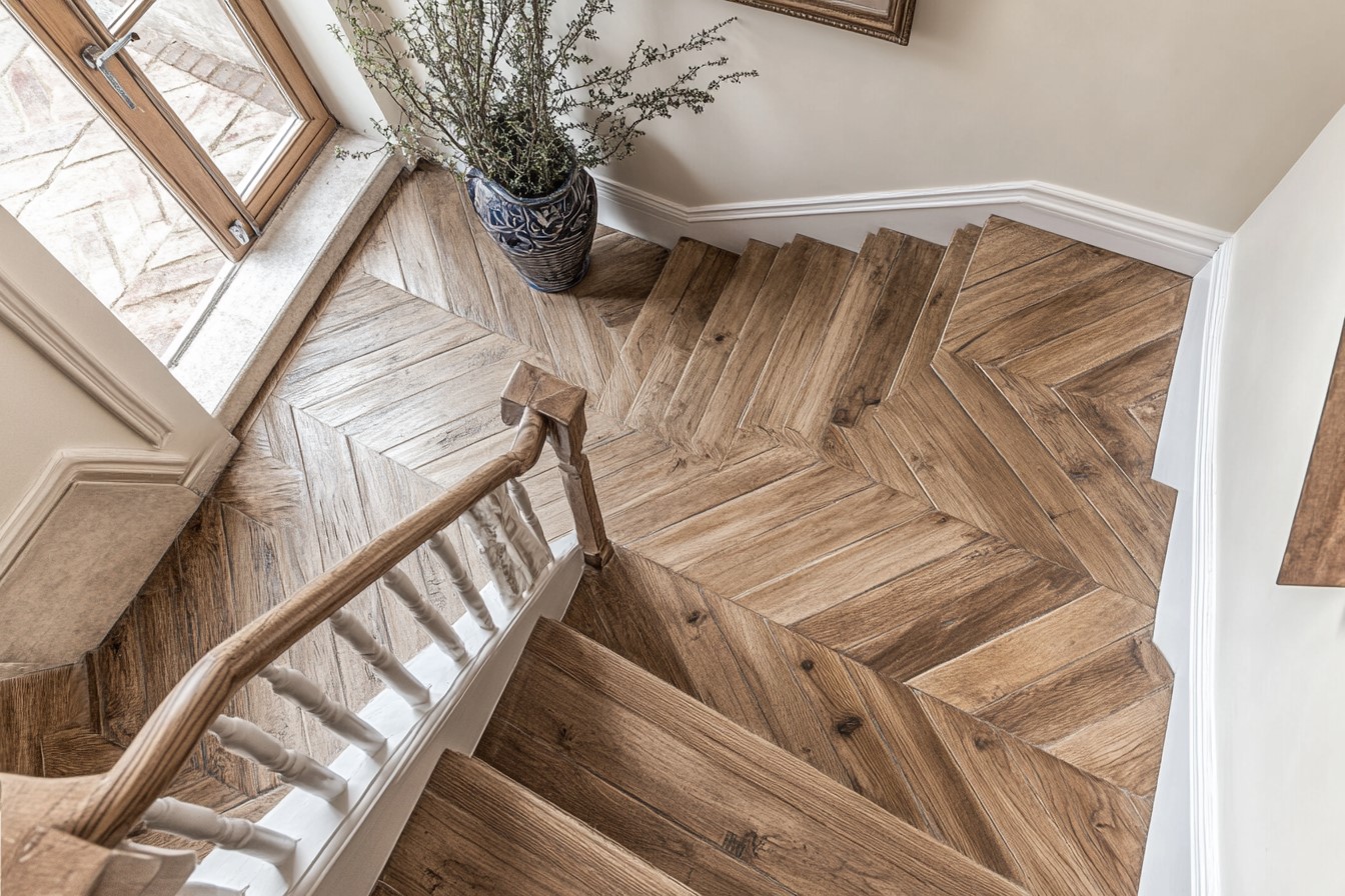 Wooden Panelled Stair Tiles Design