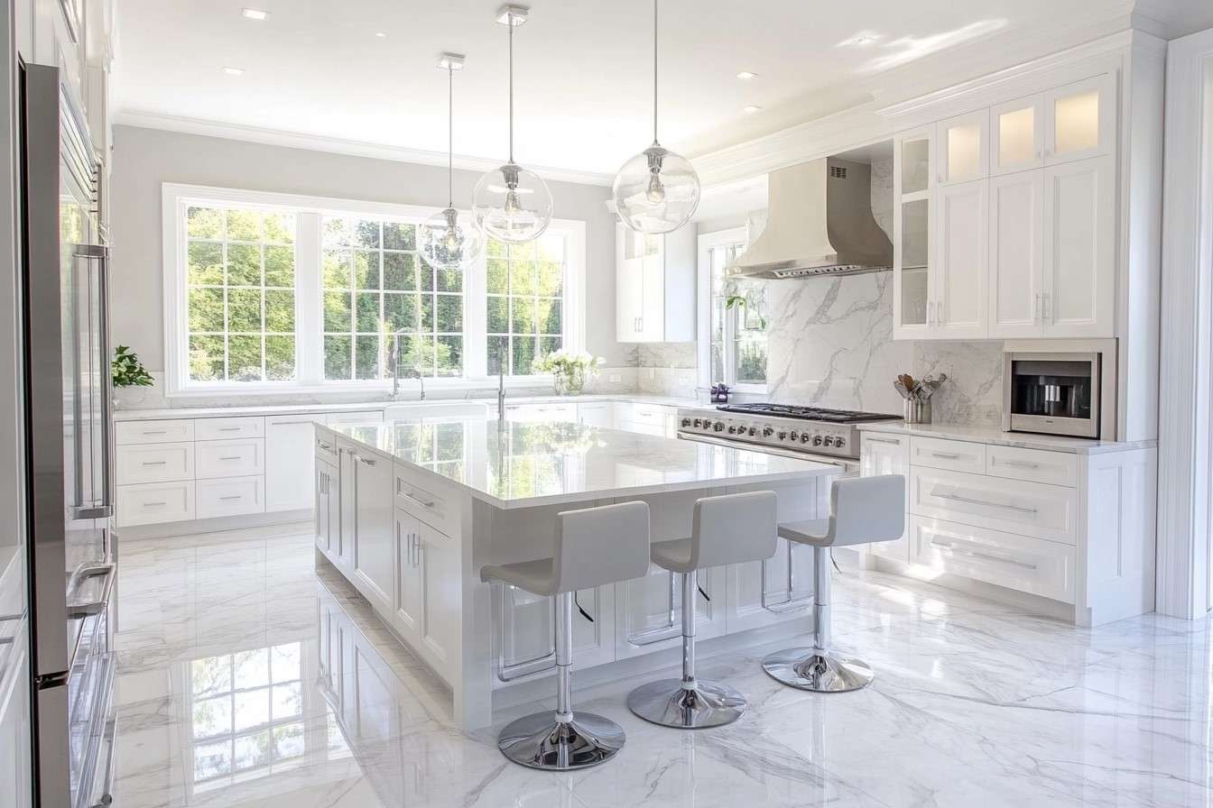 Low Maintenance Marble Design for Kitchen Floor